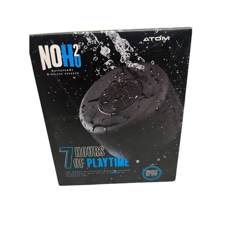 NO H2O Waterproof Wireless Speaker Black NEW 7 Hours Playtime IP65 Rated ATOM